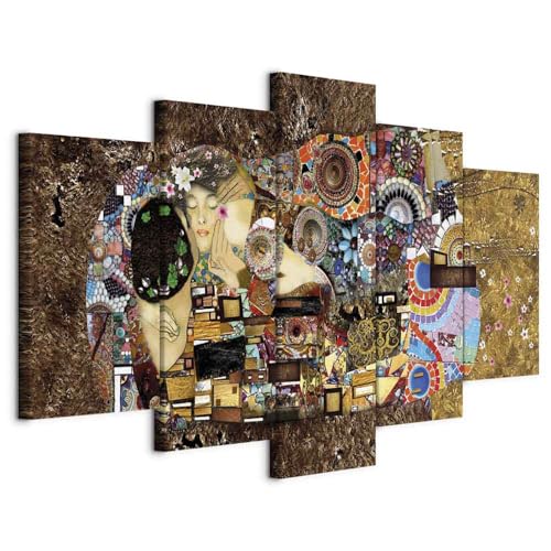 Tableau décoratif vintage 225x112,5 cm gustav klimt baiser d'amour coloré de prestige