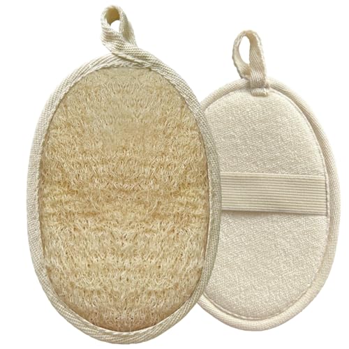 LAC FOR YOU Esponja Lufa Natural – Set de 2 Esponja Baño Exfoliante 16 × 11 cm y 12 × 8 cm para Cuerpo, Estropajo de Lufa para Mujer y Hombre