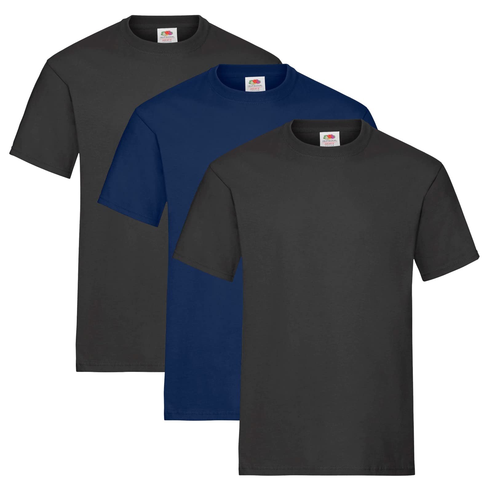 Fruit Of The LoomT-shirt (Pack of 3, Black/Navy Blue, Medium)