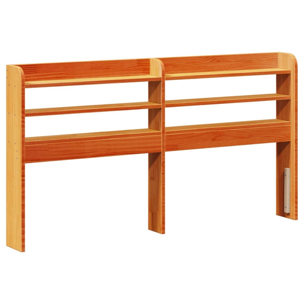 vidaXL Cabecero de Cama con estantes Madera Maciza Pino marrón 135 cm, cabecero de Cama, cabecero de Madera Maciza, cabecero con estantes