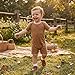 Caziffer 3 Stück Baby-Overall für Jungen, Mädchen, aus Baumwolle, Strampler für Babys, Unisex, kurzärmlig, einfarbig, Jumpsuit, für Neugeborene, Jungen, Mädchen, Sommer, Aprikose, Khaki, Braun, 3-6