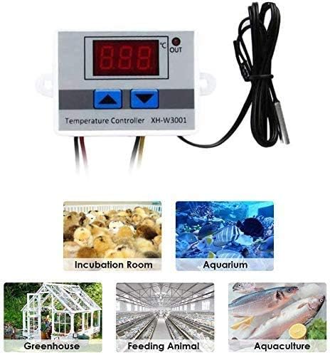 zalati Digital LED-Temperaturreglermodul XH-W3001 Elektronischer Thermostatschalter mit wasserdichte Sonde programmierbare Heizkühlung, 110-220 V 1500W
