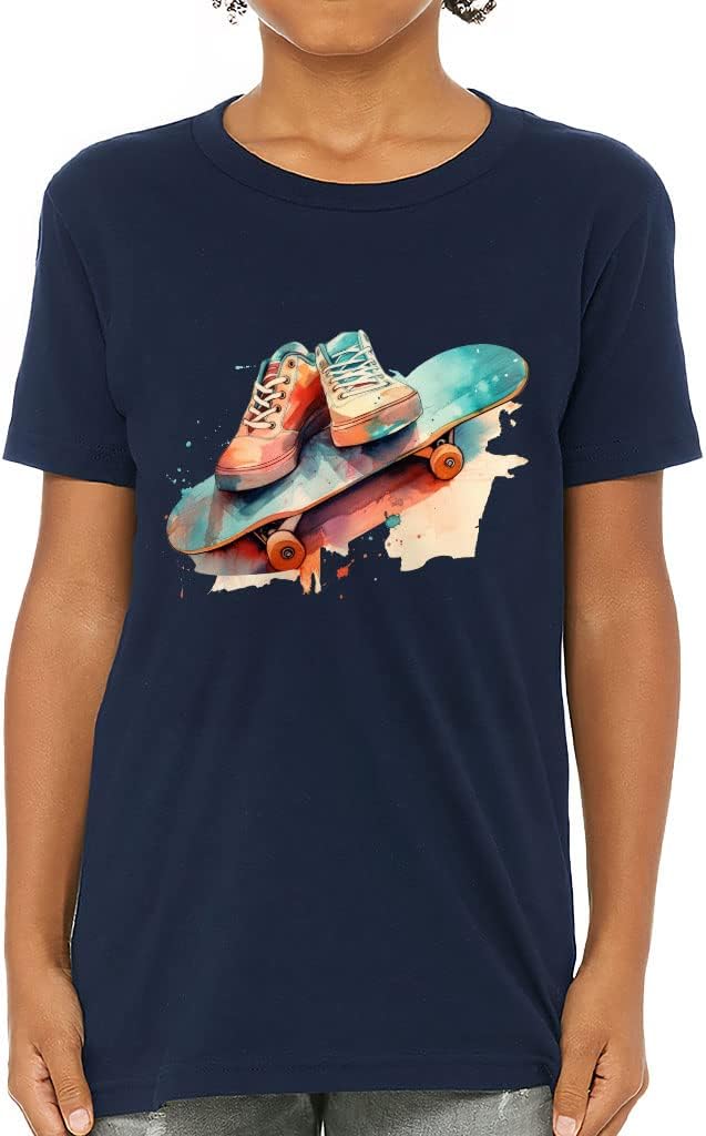Skateboard Design Kids' T-Shirt - Unique T-Shirt - Multicolor Tee Shirt for Kids