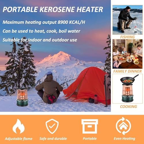 Brûleur de poêle à kérosène portable intérieur extérieur avec mèche de 6 L