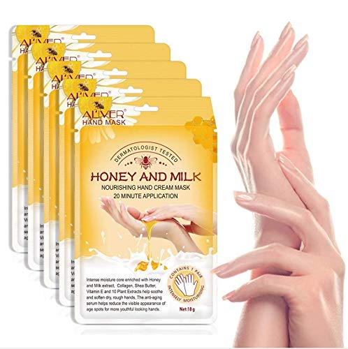 Hand Mask, (5 Pack) Moisturizing Gloves, Moisturizing Natural Treatment Gloves, Exfoliating Hand Peeling Mask for Dry Hands, Repair Rough Skin for Men Women