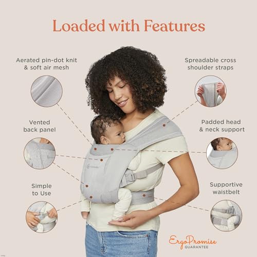 Ergobaby Embrace Baby Carrier Newborn to Toddler - Breathable Baby Carriers for Summer - Cozy Essentials (7-25 Pounds), Soft Air Mesh, Blue