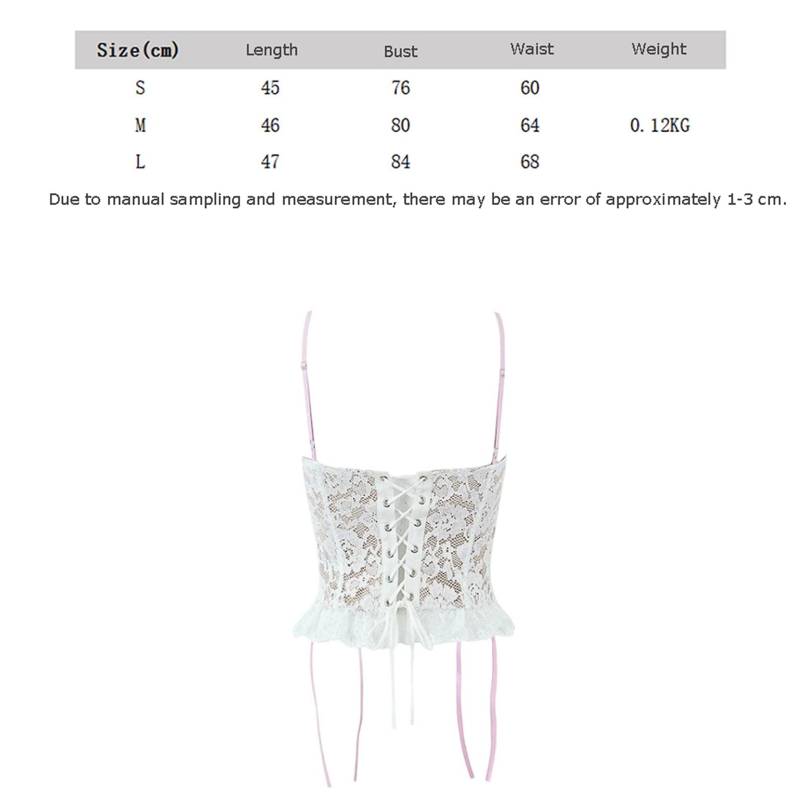 Top Halter con Adornos de Encaje, Lazo, Ojales y Detalles Amarre Camisola Ajustada sin Tirantes Dobladillo Irregular Blanco Cinta Rosa
