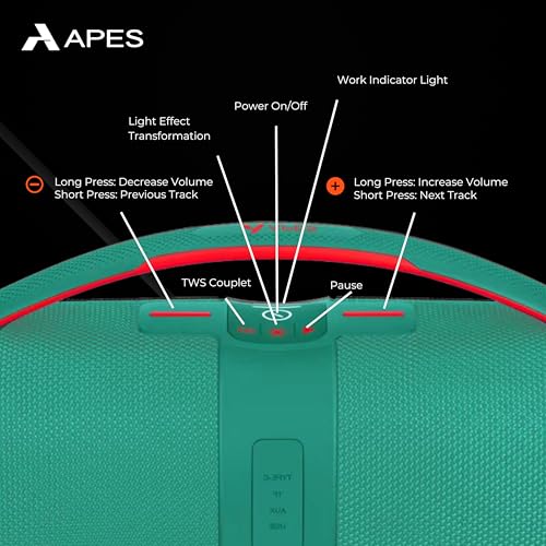 Image of APES BlastOutdoor Bluetooth Party Speaker, 8Hrs Playtime, Dynamic RGB LED's, 40W Speaker (Green)