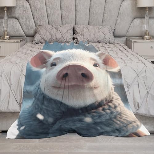 Couverture polaire lit toutes saisons, plaid doux imprimé cochon