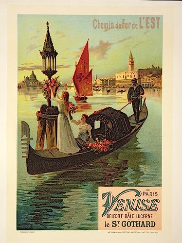 Affiche Chemin de Fer Est Paris Venise pour Décoration Salon