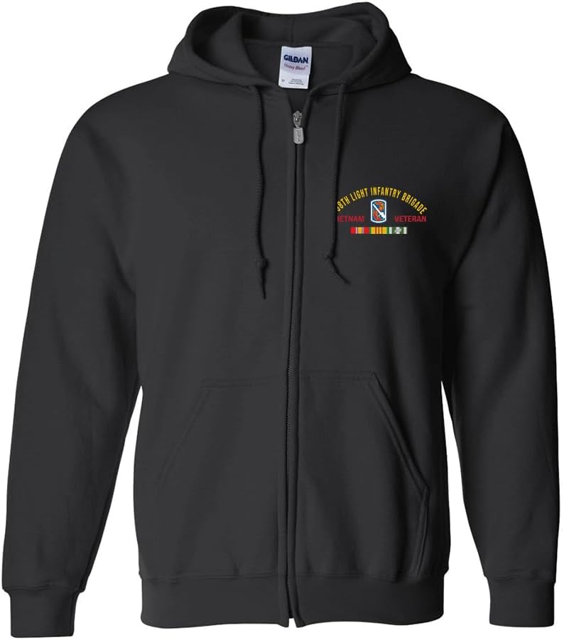 Military Productions US Army 198th Light Infantry Brigade Vietnam Veteran Full Zip Sweatshirt Officially Licensed