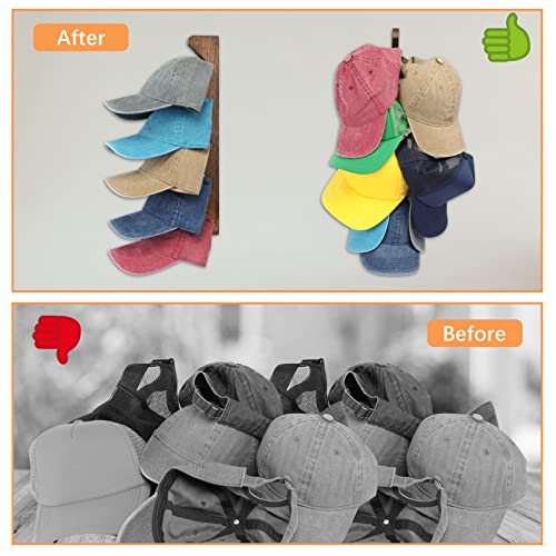 TRIRITE-3-Pack-Wooden-Wall-Mount-Baseball-Caps-Organizer-Hanger-Wall-Vertical-Hat-Racks-for-Closet-Door-Bedroom-Entryroom-Laundry