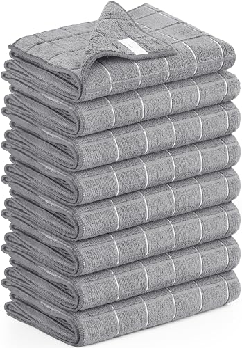 Utopia Towels - Microfiber Kitchen Towels, Super Absorbent 12 x 12 Inches, Durable, Soft, and Lint Free Dish Towels, Grey (8 Pack)