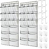 TidyMaster 2 Pack Extra Large Hanging Over Door Shoe Organizers, 12 Mesh Pockets + 6 Large Mesh Stor