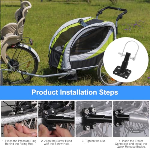 VOSSOT Fahrradanhänger Kupplung, Kupplung für Fahrrad mit Sicherungsstift, Hundeanhänger für Kinderanhänger Fahrrad Anhängerkupplung, Hundefahrradanhänger Hunde, Adapter Fahrradanhänger