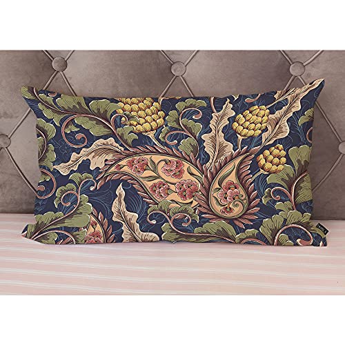 Ekobla PILLOW-THROW-H157 Paisley Floral Pattern Decorative Pillow Cover Flowers Abstract Plant Intricate Twig Leaves Square Throw Waist Pillow Case Cushion Cases thumb #3