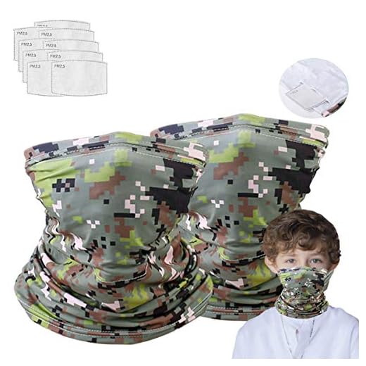 Kids Neck Gaiter Balaclava With Filters For Boys, Half Face Protective Bandana Masks, Toddler Reusable Infinity Scarf, Gifts For Boys, Childrens Headwear For Hikin, Fishing, Softball