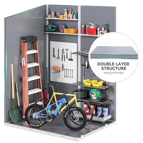 Image of DWVO 5x4 FT Outdoor Storage Shed with Reinforced Floor, All-Weather Resin Storage Shed with Lockable Door & Window, Waterproof Plastic Tool Storage for Garden, Backyard, Patio, Lawn