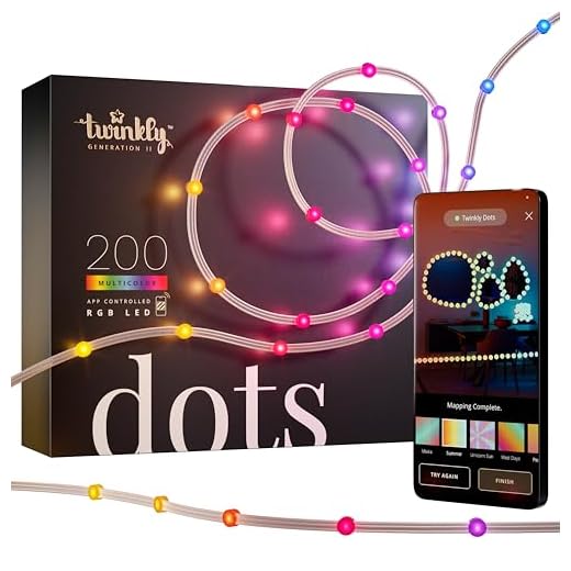 Twinkly Dots – App-gesteuerte LED-Lichterkette mit 200 RGB (16 Millionen Farben) LEDs. 10 Meter. Transparenter Kabel. Intelligente Beleuchtungsdekoration für den Innen- und Außenbereich