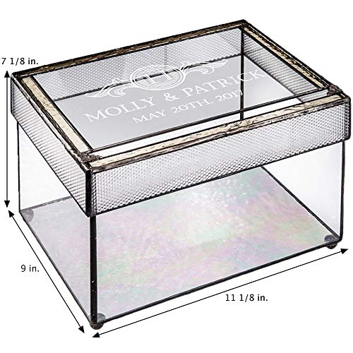 Personalized Wedding Card Box for Reception Decorative Clear Monogrammed Glass Keepsake Display J Devlin Box 841 CBE 845