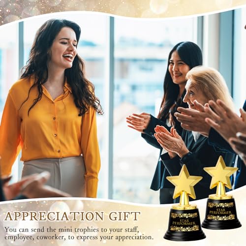 fumete 20 pcs appreciation gift 5 inch plastic gold award inspirational gift thank you for being awesome star thumbs up award trophies bulk golden trophies for teacher employee team (star style)