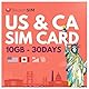 BeachSIM Kanada SIM-Karte. 10 GB Daten bei 4G/5G-Geschwindigkeit. Freies Roaming in den USA. Nur Daten SIM. Einfaches Aufladen. Funktioniert auf iOS- und Android-Geräten. Gültig für 30 Tage.