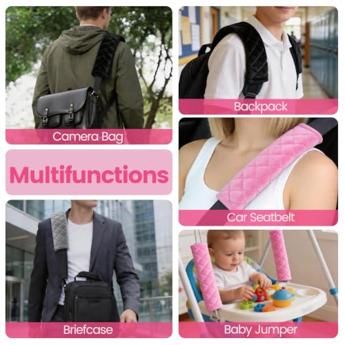 Image of Amooca Soft Auto Seat Belt Cover Seatbelt Shoulder Pad Cushions 2 PCS for a More Comfortable Driving Universal Fit for All Cars and Backpack Pink