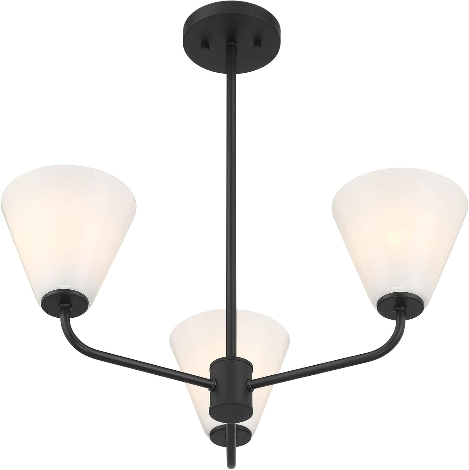 Savoy Essentials 1-4013-3-89 Blair Strie Glass Chandelier, 3-Light 180 Total Watts, 9" H x 24" W, Matte Black