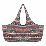 OIWTLIFE Large Yoga Mat Bag Canvas Yoga Mat Carrier Vintage Flower Pattern Yoga Bag with Pocket Fits