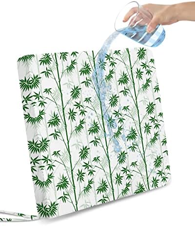 Bamboo Chair Cushion Covers, Removable Stretch Non-Slip Chair Seat Covers, Washable Elastic Furniture Slipcovers Protector Indoor Outdoor Use 2 Pieces, Green Bamboo Botanical Plants