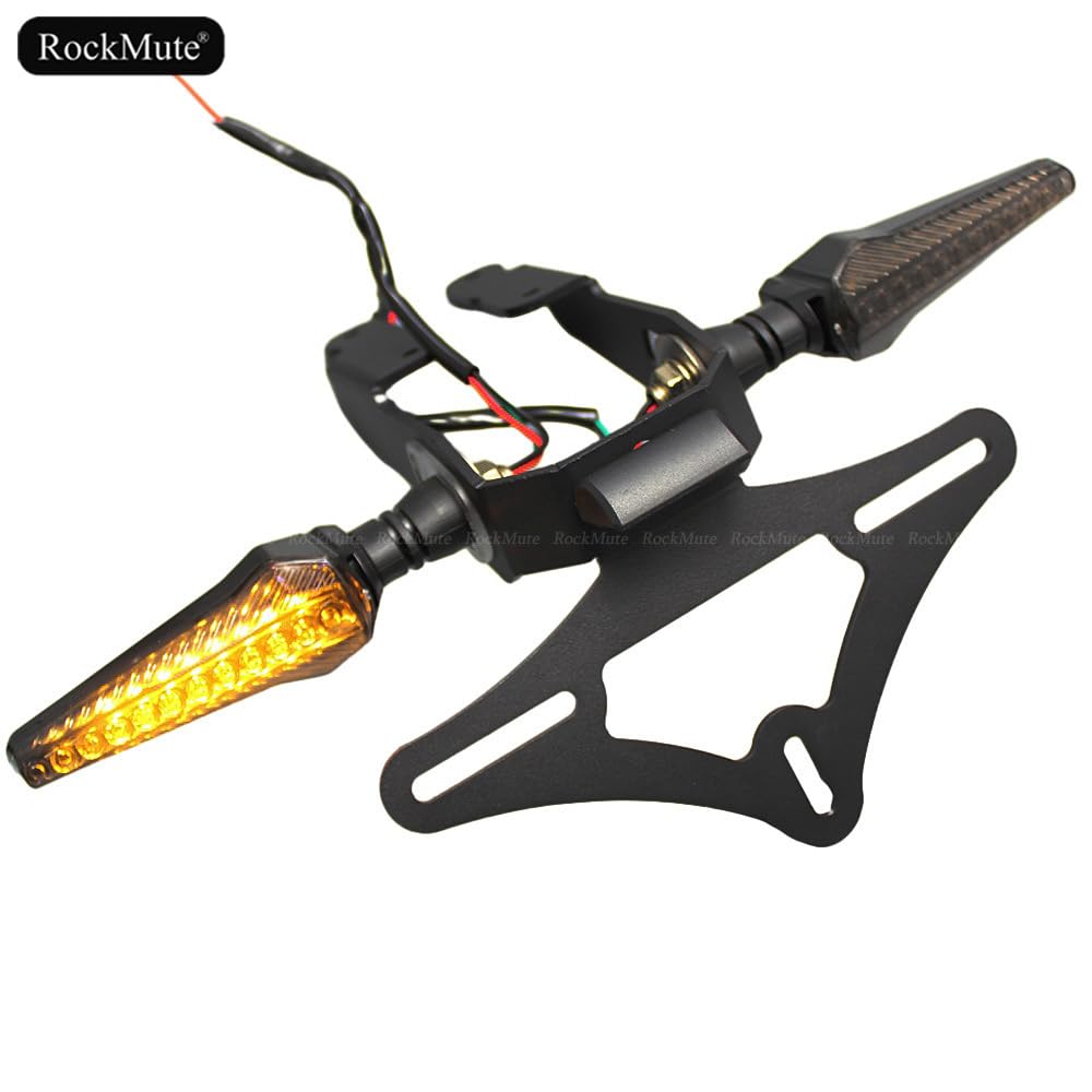 Tylny uchwyt tablicy rejestracyjnej do Kawasaki Ninja 650 Z650 2022 2023 Motocykl, Eliminator błotnika, uchwyt, kierunkowskaz sekwencyjny, płynące światło LED (pełny zestaw (uchwyt + wskaźniki)