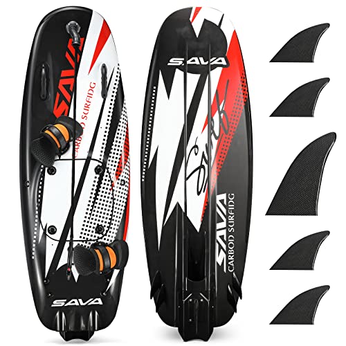 Savadeck Power Surfboard, Carbon Fiber Surfing Longboard Fuel Power Board With 3.5L Tank And 5 Removable Fins, Non-Slip Adult Stand Up Surfing Board For All Levels Of Surfing Black. #TOP25