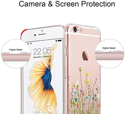 Unov Case Compatible with iPhone 6s iPhone 6 Case Clear with Design Embossed Pattern TPU Soft Bumper Shock Absorption Slim Protective 4.7 Inch (Flower Bouquet)