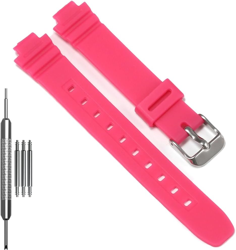 14mm Resin Replacement Strap Compatible with Casio LA20WH Series Women Band