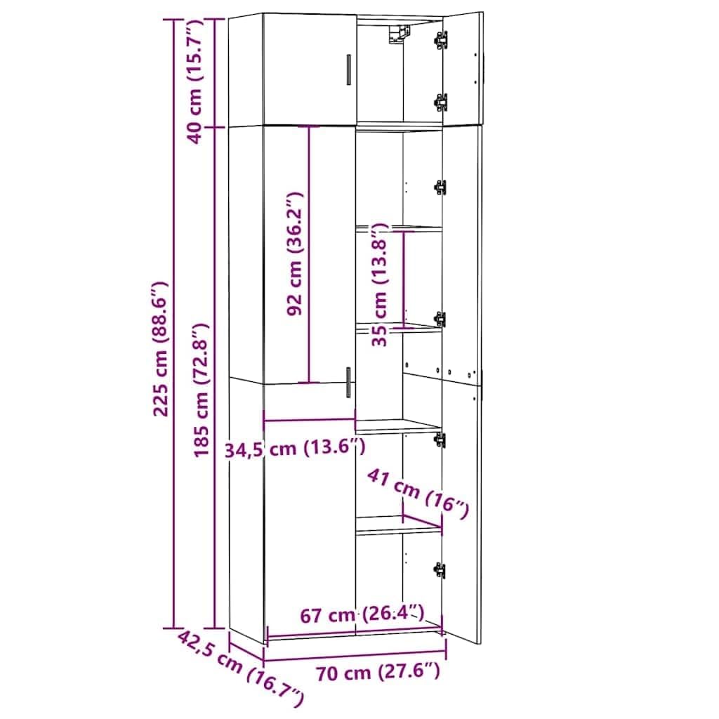 vidaXL Armario de Madera de ingeniería Blanco 70x42,5x225 cm