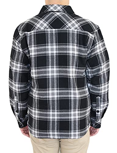 AIRNINE Men's Heavy Weight Quilted Lined Plaid Flannel Shirt Jacket (S to 5XL)3