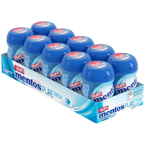 Image of Mentos Pure Fresh Sugar‑Free Chewing Gum with Xylitol, Fresh Mint, Mini Nano Bottles, Miniature Pack Size, 10 Pieces (Pack of 20)