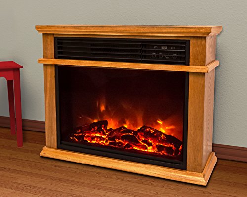 Lifesmart Easy Large Room Infrared Fireplace Includes Deluxe Mantle In Burnished Oak & Remote - Thumbnail 4
