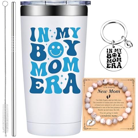 Grifarny Boy Mom Gifts for New Mom - Mothers Day Gifts for Boy Mom, Pregnant Mom, Expecting Mom, Mom to be, Mommy to be - In My Boy Mom Era Tumbler Mug 20 oz Cover