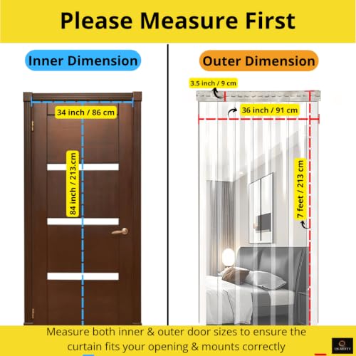 Image of Qlarity Covers 2mm Frosted PVC Door Curtain 36 x 84 inch | 7ft | 5 Strips | Heavy-Duty Transparent PVC Strip Curtain with Metal Hangers | Helps Retain Cooling, Reduce Dust, & Improve Airflow Plus