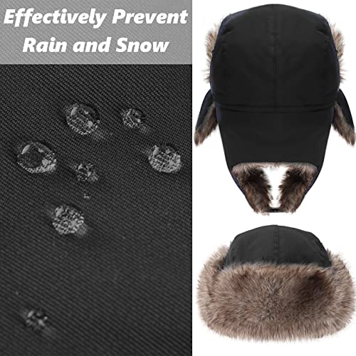 Image of 3 Pieces Russian Trapper Ushanka Hats for Men Women Winter Bomber Eskimo Warm Windproof Hats with Ear Flaps