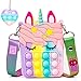 Mini Poppet Plopper, borsa a mano con unicorno Pop Push It per ragazze, 5,3 x 3,3 pollici, Fidget Toys Pop Borsa a tracolla con portachiavi, antistress per bambini