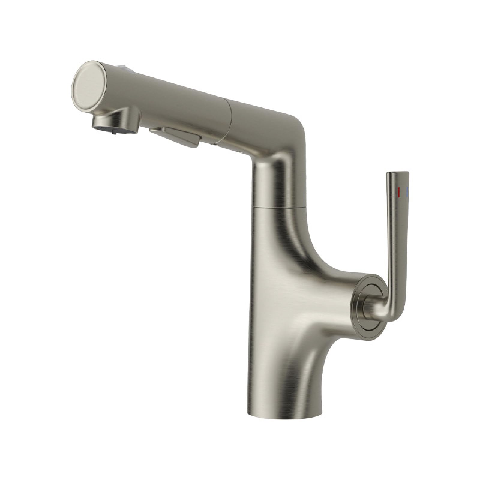 Fanjubei Brushed Nickel All-Copper Lift-Pull Rotating Hot And Cold Water Faucet,
