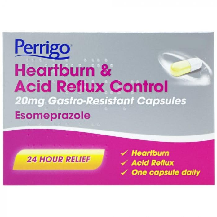 Esomeprazole 20mg Heartburn & Acid Reflux Control - Fast-Acting - Delayed-Release Capsules - Reduces Stomach Acid x14 Capsules with Medication Reminder Card PharmaFitness