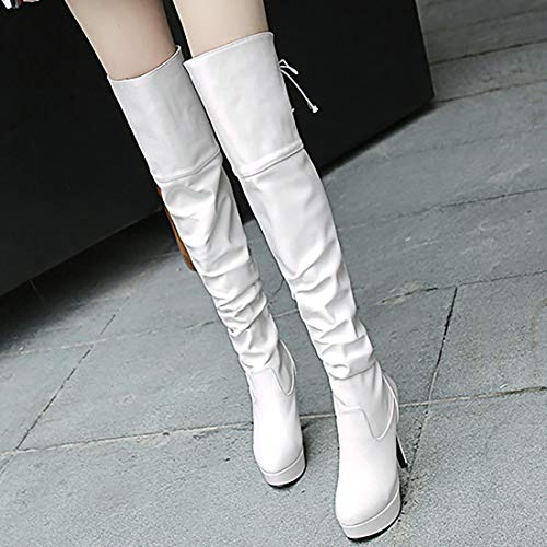 MAVMAX Women's Wide Calf Thigh High Slouchy Stiletto High Heel Platform Boots…3