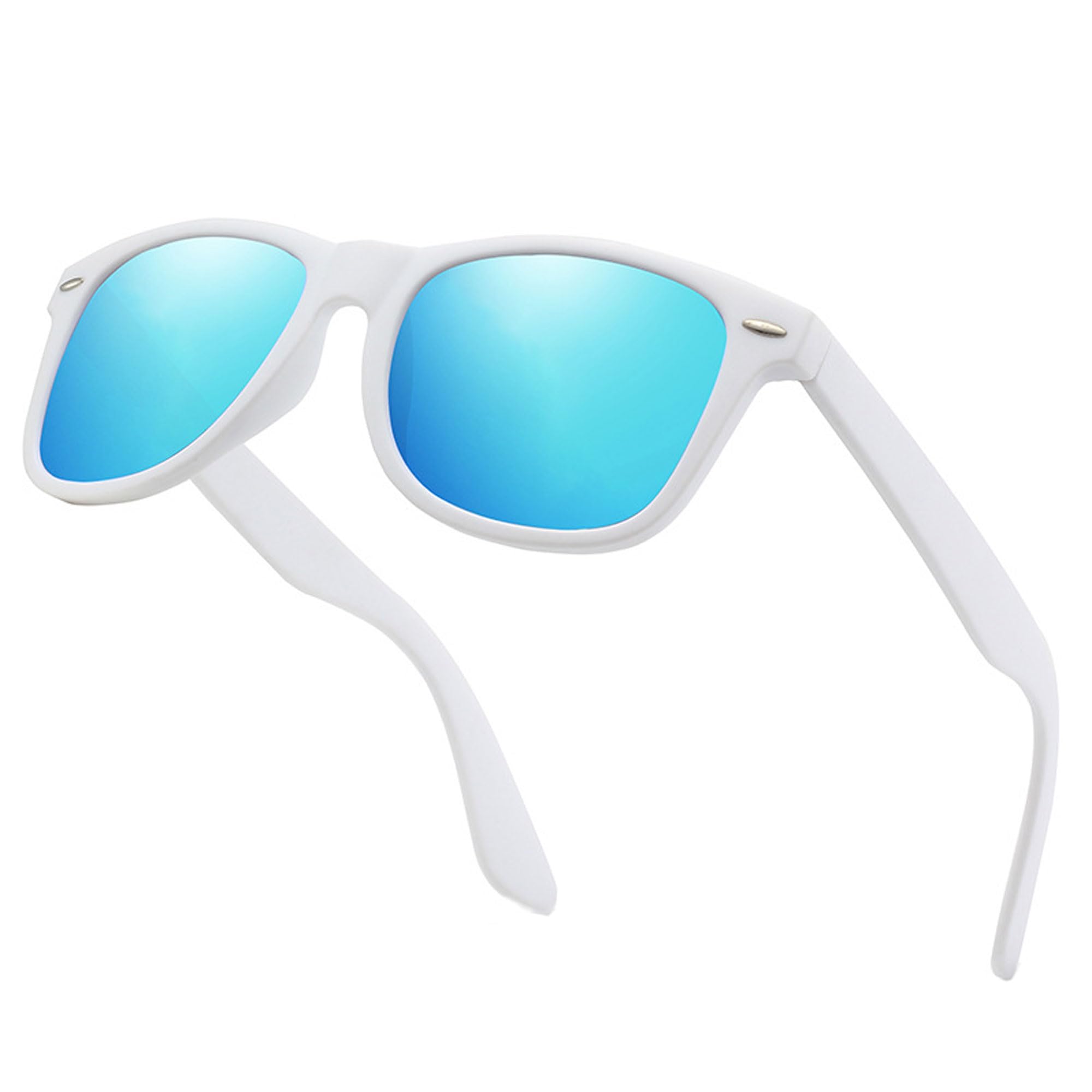 Jueshanzj Polarized sunglasses sunglasses men and women with the same paragraph sunglasses White frame blue one size