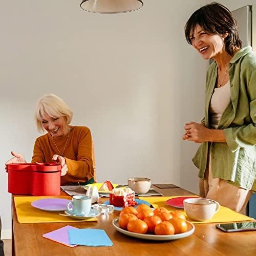 Hiwooii 32 Pack Colorful Party Plates Napkins Disposable Solid Color Paper Plates Luncheon Napkins Party Supplies Serves 16 Guests for Wedding Birthday Xmas DIY Painting (Red, Yellow, Blue, Purple)