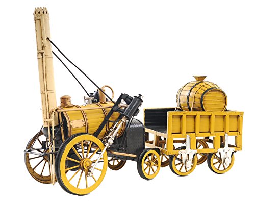 Old Modern Handicrafts 1829 Stephenson Rocket Steam Engine Model - 100% Handcrafted from Premium Metals - 18L x 5W x 12.5H Inches