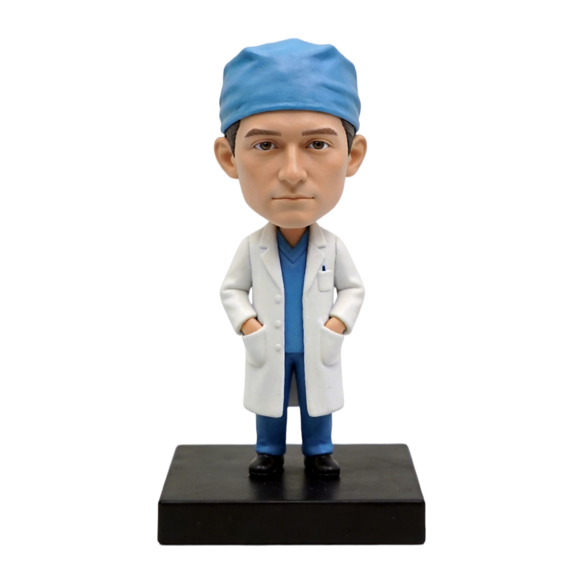 Figurine 3D personnalisée de médecin masculin Bobbleheads - Cadeau de soins de santé pour travailleurs médicaux - Décoration de bureau faite à la main pour les amateurs de soins de santé