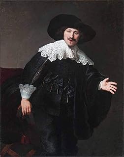 JH Lacrocon Rembrandt Van Rijn - Un Hombre Levantándose Silla Reproducción Cuadro sobre Lienzo Enrollado 70X90 cm - Pinturas Retrato De Tres Cuartos Impresións Decoración Muro